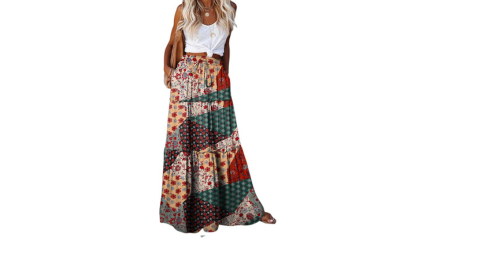 Paisley Print High Waist Maxi Skirt